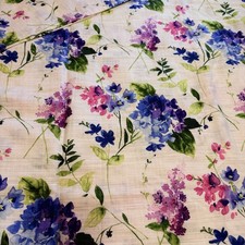 102 x60 Tablecloth Watercolor Hydrangea Blooms Blue, Purple, Green, Wht. Cotton