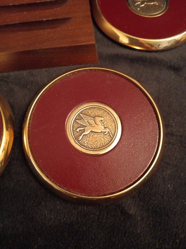 The BTS Collection Pegasus Mobil Oil Solid Brass Coasters 4 3/4" - Picture 3 of 8