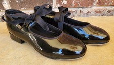  CAPEZIO TELE TONE Tap Shoes  Sz.7.5M  Black Patent Leather  Very Clean Cond  Pretty