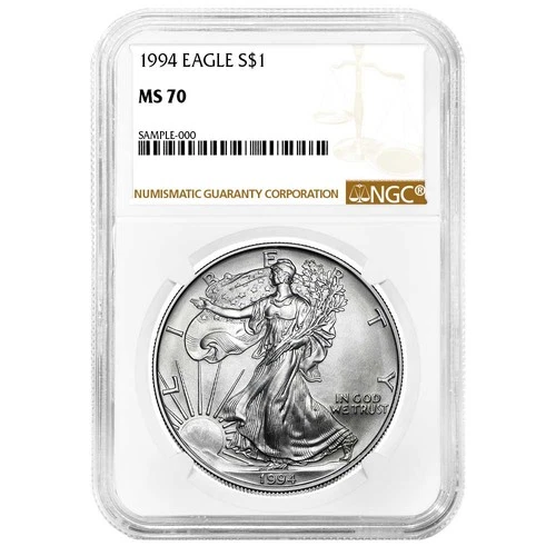 1994 $1 American Silver Eagle NGC MS70 Brown Label