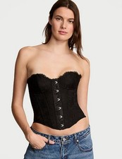 Victoria s Secret Dream Angels Lace Corset Crop Top Black Whimsygoth Size Small