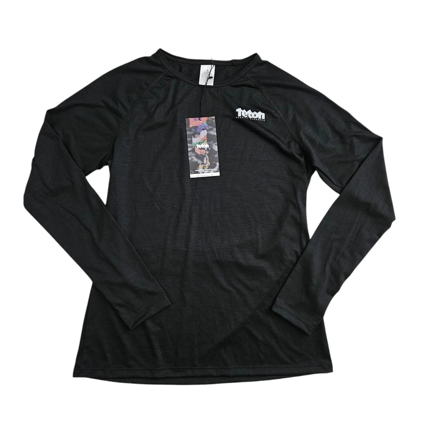 Teton Gravity Research Womens XL Hills Merino Baselayer Shirt Black Long Sleeve
