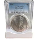 U.S. Mint American Eagle 1986 Silver 1 oz 0.999 PCGS MS 69 -first year issue…