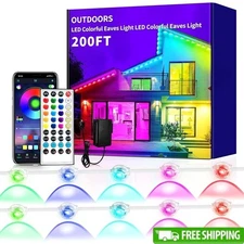 200ft RGB Waterproof Outdoor Eave Lights Custom Colors Control Easy Install IP67