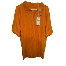 Tommy Bahama Polo Shirt Men  s L Orange Relaxed Fit White Logo New