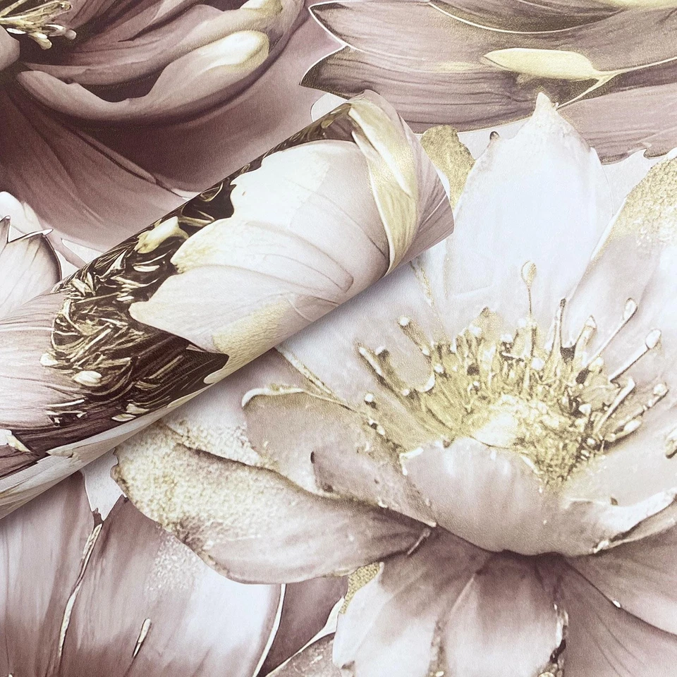 Papel Pintado Floral Muriva Aminah Rosa 224502 Rubor Romántico Diseño Botánico Foto 4 de 4