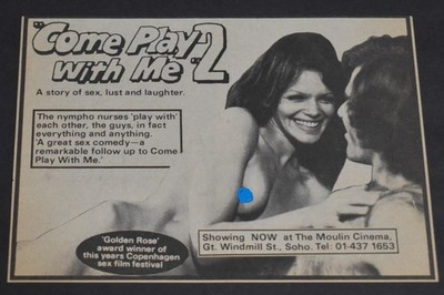 1980 Print Ad Sexy Come Play with Me 2 Movie Moulin Cinema London England Breast