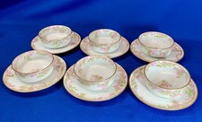 SET OF 6 HAVILAND LIMOGES SMALL DESSERT BOWL UNDERPLATES PINK FLORALS