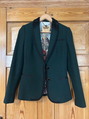 Ted Baker Blazer Wolle Damenblazer, Gr. 0 / XS 34, tannengrün, wie NEU
