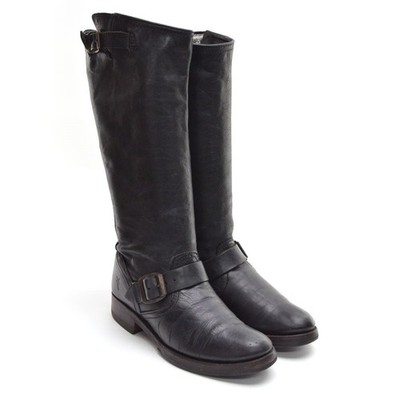 Frye Veronica Slouch Moto Boot Womens size 6 B Black Leather Harness Biker Shoes