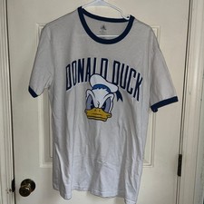 Disney Donald Duck Graphic Ringer T-Shirt Retro Style Navy Trim Size Large