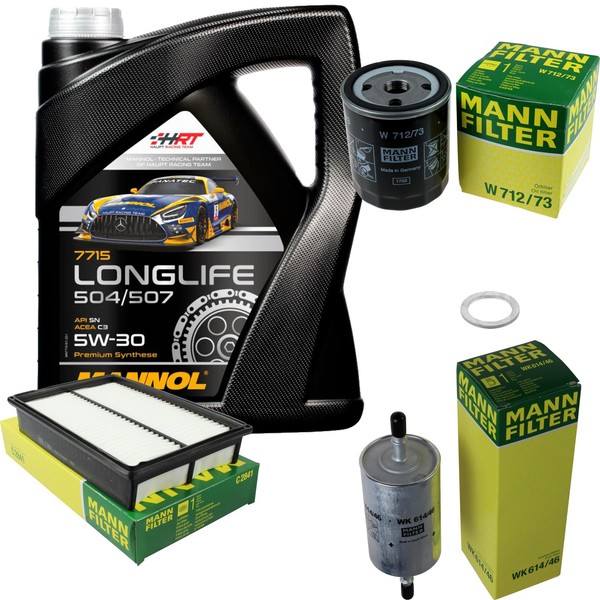 Mann Inspektionspaket 5L Mannol Longlife 504/507 5W-30 FüR Mazda 3 2.0-image