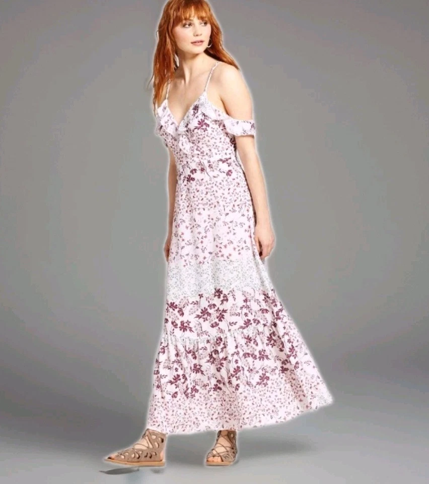 Xhilaration Y2K Babydoll Maxi Dress Woman XXL Floral Tiered Boho Fairy Feminine - Image 3 of 4