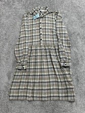 Loft Shirt Dress Womens Small Petite Multicolor Plaid Swing Button Front New