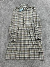 Loft Shirt Dress Womens Small Petite Multicolor Plaid Swing Button Front New