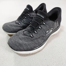 Skechers Slip-Ins Hands Free Shoes Womens Size 8 Black Gray Comfort Foam Walking