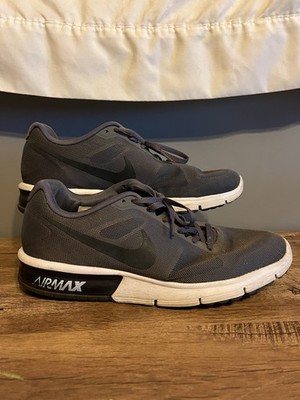 Nike Mens Air Max Sequent Gray Black Lace Up Running Shoes Size 10