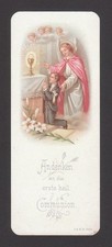 Prima Comunione 1908 Angelo Custode – Cromolitografia A&MB – Santino I128