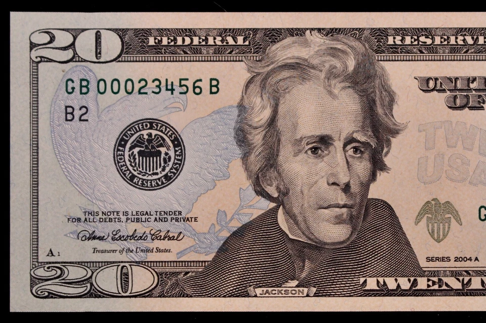 LADDER SERIAL # $20 2004A CU Federal Reserve Note GB00023456B series A twenty NY - Image 2 of 4