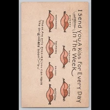 Antique Postcard I Send You A Kiss For Every Day In The Week