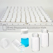 100PCS 20mL Glass Vials Scintillation Vial Liquid Sample Vials Cone Shaped Liner