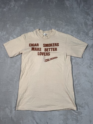 Vintage 80s Hanes Beefy Cigar Smokers Make Better Lovers T Shirt Size Medium