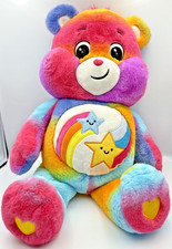 Care Bears 24" Jumbo Plush DARE To CARE Bear 2022 HUGE Soft Tie Dye Rainbow