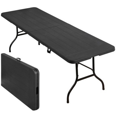8' Sturdy Folding Table with Auto Lock Buckle Foldable Table for Indoor Outdoor