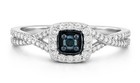 GENUINE BLUE & WHITE DIAMONDS RING SOLID .925 STERLING SILVER - New With Tag — photo 1