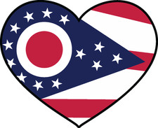 State of Ohio Flag Heart Sticker Decal USA Ohio State