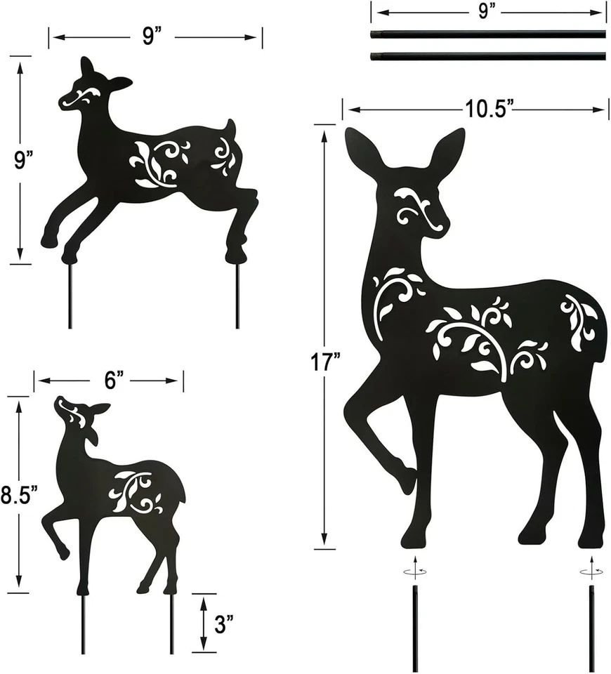 Elegant Black Silhouette Deer Stakes Set - Perfect for Festive Yard Decor - Image 4 of 4
