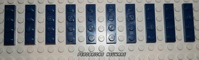 Lego Basic 10 Platten 1x4 dunkelblau #3710 NEUWARE