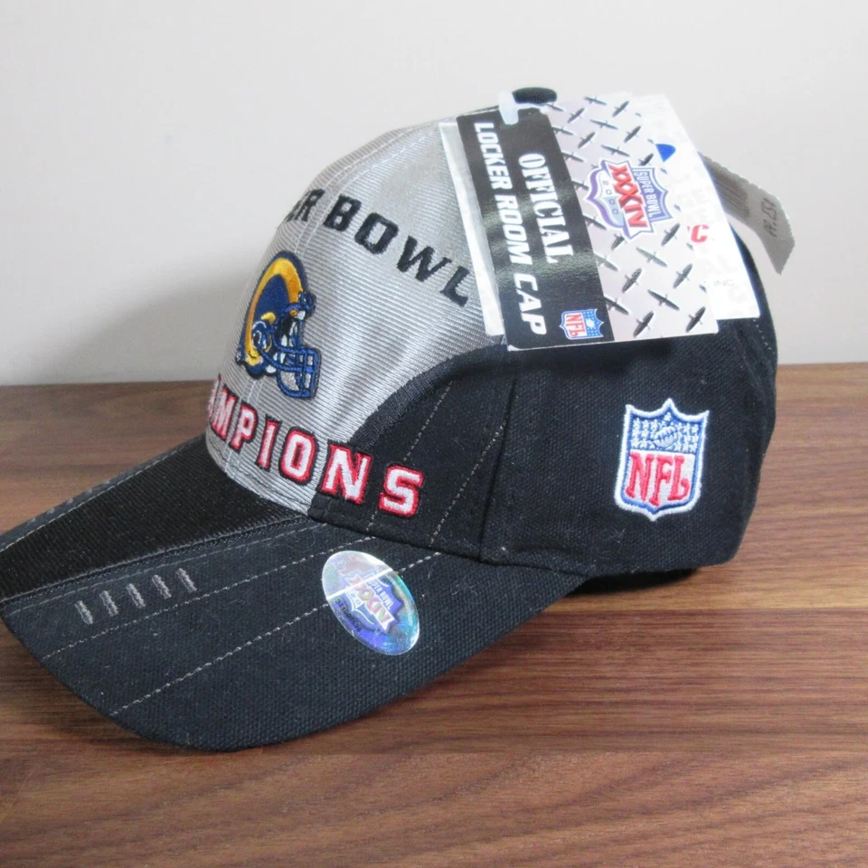 DE COLECCIÓN Gorra de los St. Louis Rams Campeón del Super Bowl NFL Vestuario Logo Atlético Foto 4 de 4