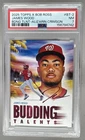 4742 James Wood 2025 Topps Bob Ross Alizarin Crimson Budding Talent RC /10 PSA 7
