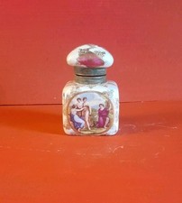 Antique Hand Painted Porcelain-Brass Victorian Inkwell Cherubs With Gold Details