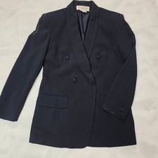 Jones New York Double Breasted Blazer Womens 6 Navy Blue Shawl Collar 90s GUC