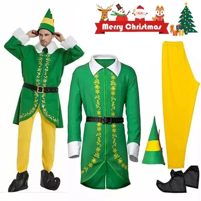 5PC/Set Buddy the Elf Costume Men Christmas Elf Costume Cosplay Full Set Costume