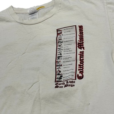 90s Earth Light San Diego California Missions Map Tee Large Delta Pro Weight