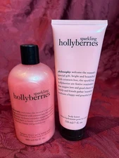 PHILOSOPHY SPARKLING HOLLYBERRIES 3-IN-1 SHAMPOO GEL 16OZ & BODY LOTION 7OZ NEW