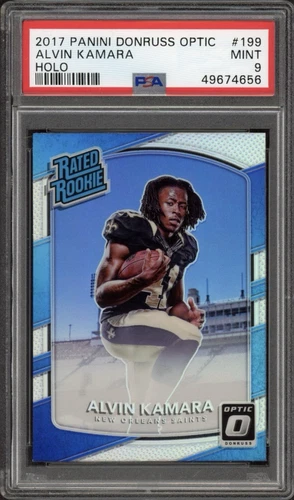 2017 Panini Donruss Optic Alvin Kamara Rookie RC Holo Prizm #199 PSA 9 Mint 