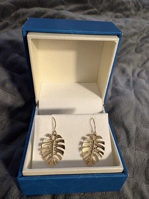 Disney Na Hoku Maui Divers Monstera Hirten Haken Ohrringe 14k 23mm $1295 mit Box