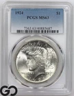 1924 Peace Dollar PCGS MS 63 ** Blast White, Cartwheel Luster!