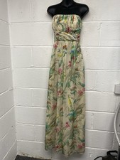 Ted Baker Cream Strapless Maxi Dress Tropical Bird & Floral Print Sz 8 PK2003570