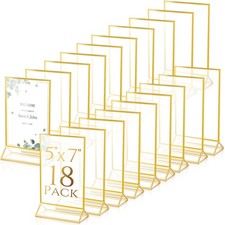 18 Pack Clear Acrylic Double Sided Frames Display Holder Gold Frames Acrylic ...