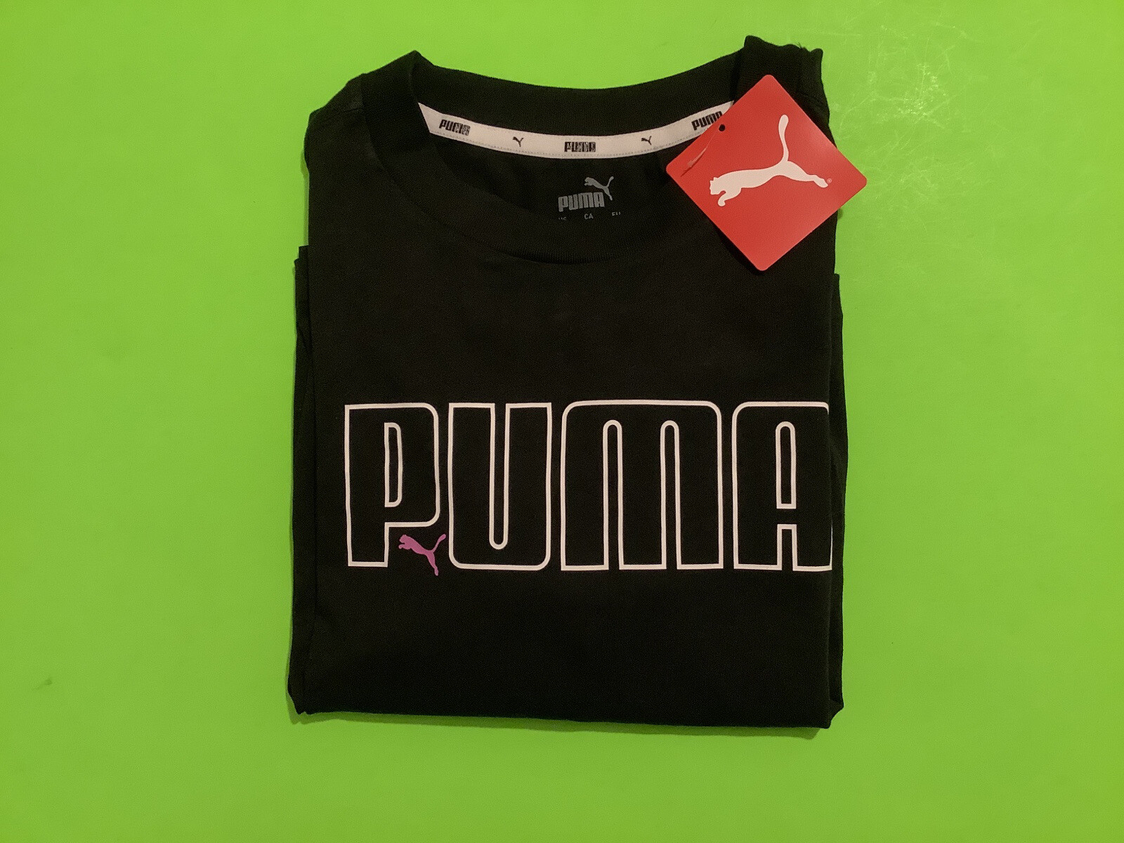 New PUMA Women’s Long Sleeve T-Shirt Size MEDIUM Black w/White, Pink 100% Cotton thumbnail 12
