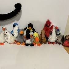Lot of 12 ty beanie baby birds With Tags penguin goose duck dove buzzard