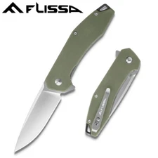 FLISSA Folding Pocket Tactical Knife D2 Blades Liner Lock W/G10 Handle EDC Knife