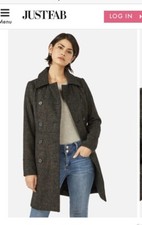 Justfab Double Breasted Wool Coat, Size L Black