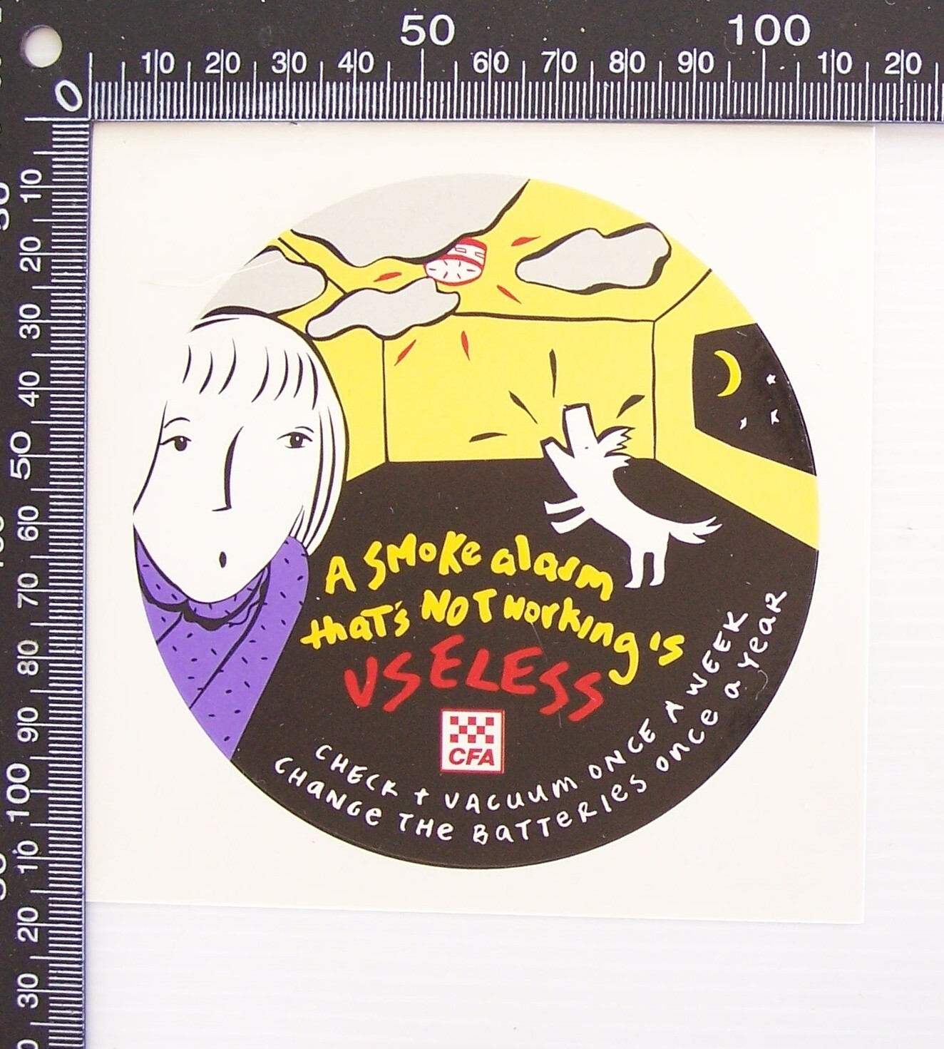 Vintage CFA Country Fire Authority Victoria Smoke Alarm Safety Promo Sticker-image