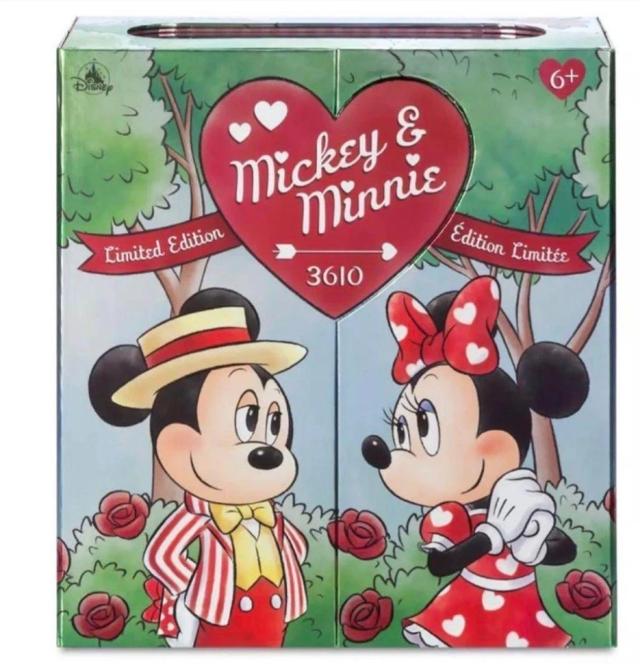 Disney Mickey & Minnie Mouse Figura Set Valentine Versión 100 Aniversario Muñeca - Imagen 4 de 4